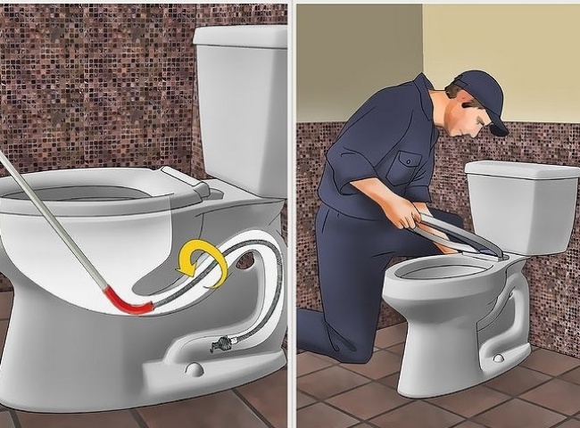 Dùng dây thông tắc bồn cầu