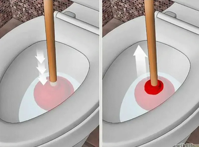 Thông bồn cầu bằng pittong